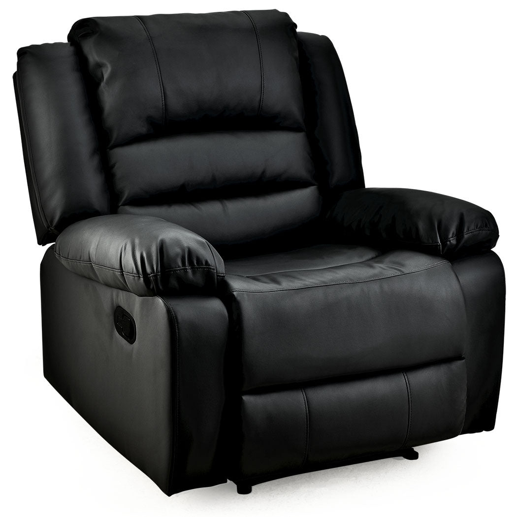 FORTIA Luxury Recliner Faux Leather Chair | Lounge in Stylish Black