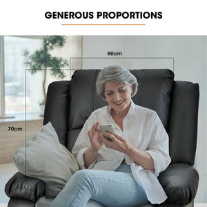 FORTIA Luxury Recliner Faux Leather Chair | Lounge in Stylish Black