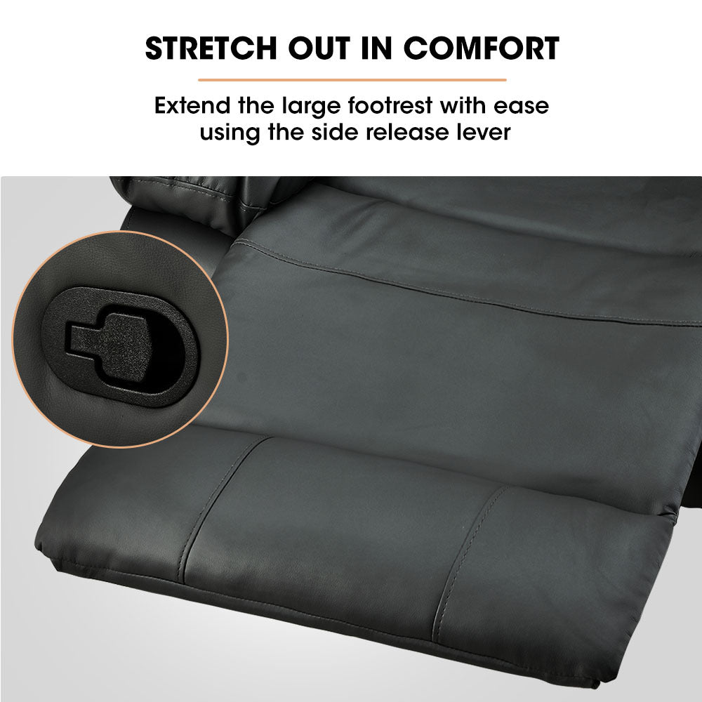 FORTIA Luxury Recliner Faux Leather Chair | Lounge in Stylish Black