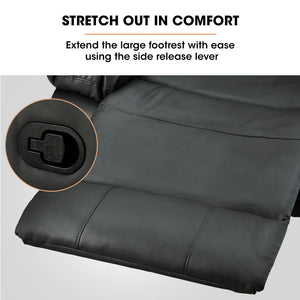 FORTIA Luxury Recliner Faux Leather Chair | Lounge in Stylish Black