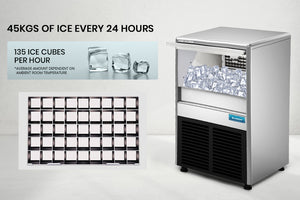 Commercial Automatic Ice Cube Maker | Free Standing Stainless Steel Ice Machine | 410 Grade | Capacity: 60KG/24H