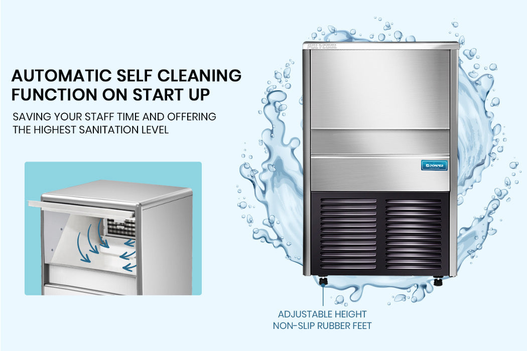 Commercial Automatic Ice Cube Maker | Free Standing Stainless Steel Ice Machine | 410 Grade | Capacity: 60KG/24H