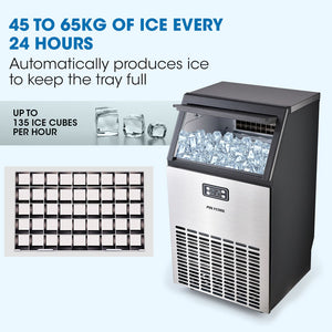 Ice Cube Maker 45-65kg Commercial Ice Machine Stainless Steel Automatic with LCD Screen