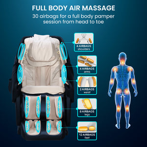 FORTIA Cloud 9 MkII Electric Massage Chair | Full Body Zero Gravity | Heat and Bluetooth | Navy Blue/Cream