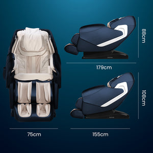 FORTIA Cloud 9 MkII Electric Massage Chair | Full Body Zero Gravity | Heat and Bluetooth | Navy Blue/Cream