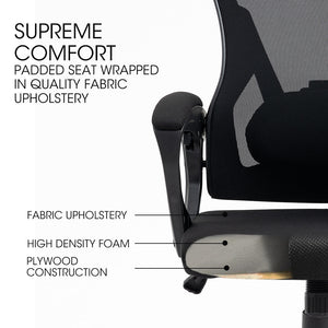 FORTIA Ergonomic Office Desk Chair | Adjustable Lumbar Support, Mesh Fabric - Black