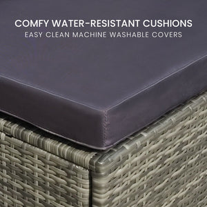 LONDON RATTAN 4 Piece 3 Seater Modular Outdoor Lounge Setting - incl. Coffee Table, Ottoman in Grey