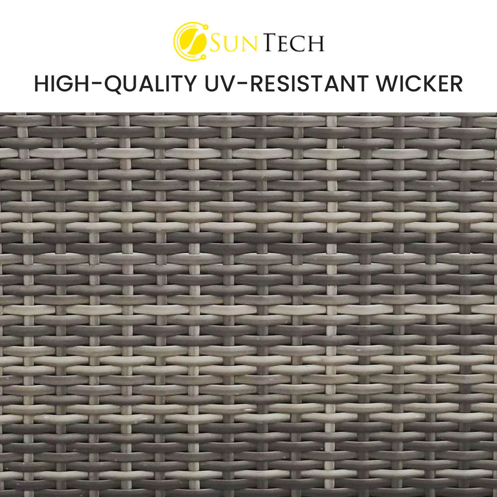 LONDON RATTAN 4 Piece 3 Seater Modular Outdoor Lounge Setting - incl. Coffee Table, Ottoman in Grey