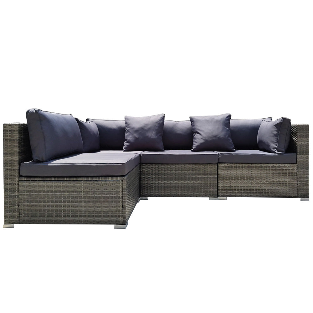 LONDON RATTAN 4 Seater Modular Outdoor Lounge Sofa Setting in Grey