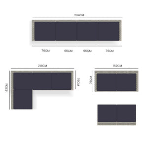 LONDON RATTAN 4 Seater Modular Outdoor Lounge Sofa Setting in Grey