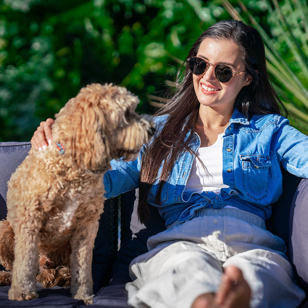 LONDON RATTAN 4 Seater Modular Outdoor Lounge Setting | Grey with Coffee Table and Ottoman