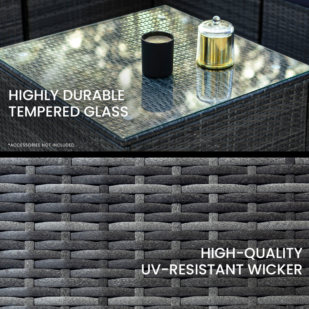 LONDON RATTAN 5 Seater Modular Outdoor Lounge Setting - incl. Coffee Table in Grey