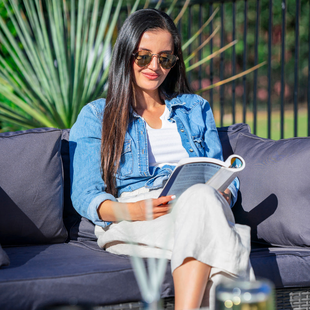 LONDON RATTAN 5 Seater Modular Outdoor Lounge Setting - incl. Coffee Table in Grey