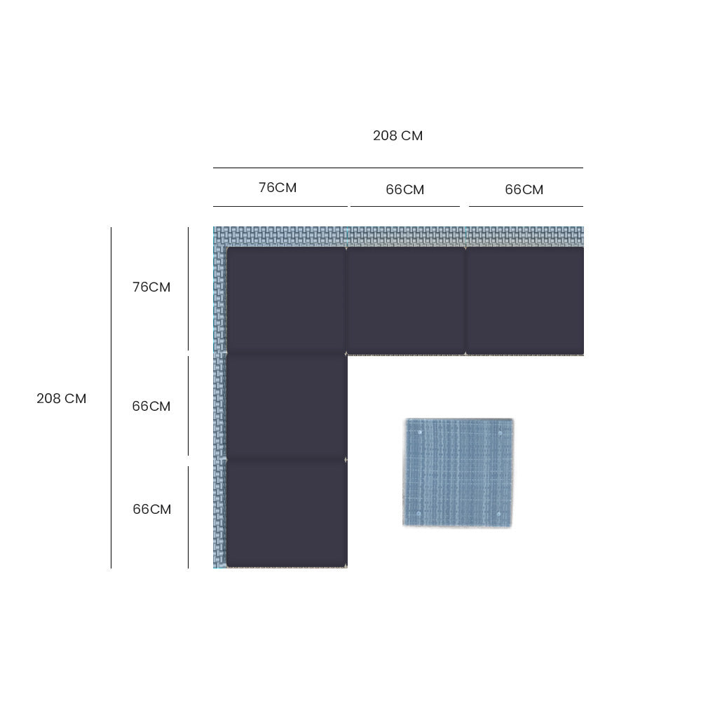 LONDON RATTAN 5 Seater Modular Outdoor Setting - incl. Coffee Table in Grey