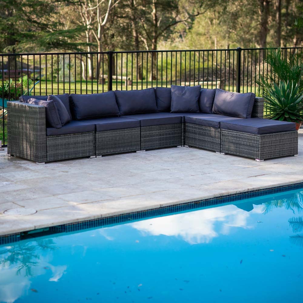 Modular 6 Seater Outdoor Lounge | LONDON RATTAN Setting