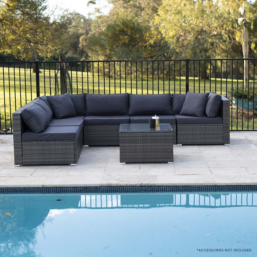 7 Piece Modular Outdoor Lounge Setting | LONDON RATTAN