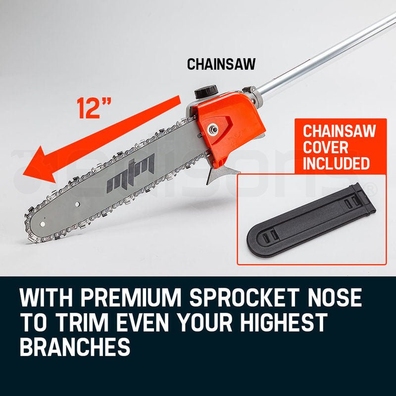 MTM 62CC Long Reach Pole Chainsaw Hedge Trimmer Pruner Chain Saw Cutter Multi Tool