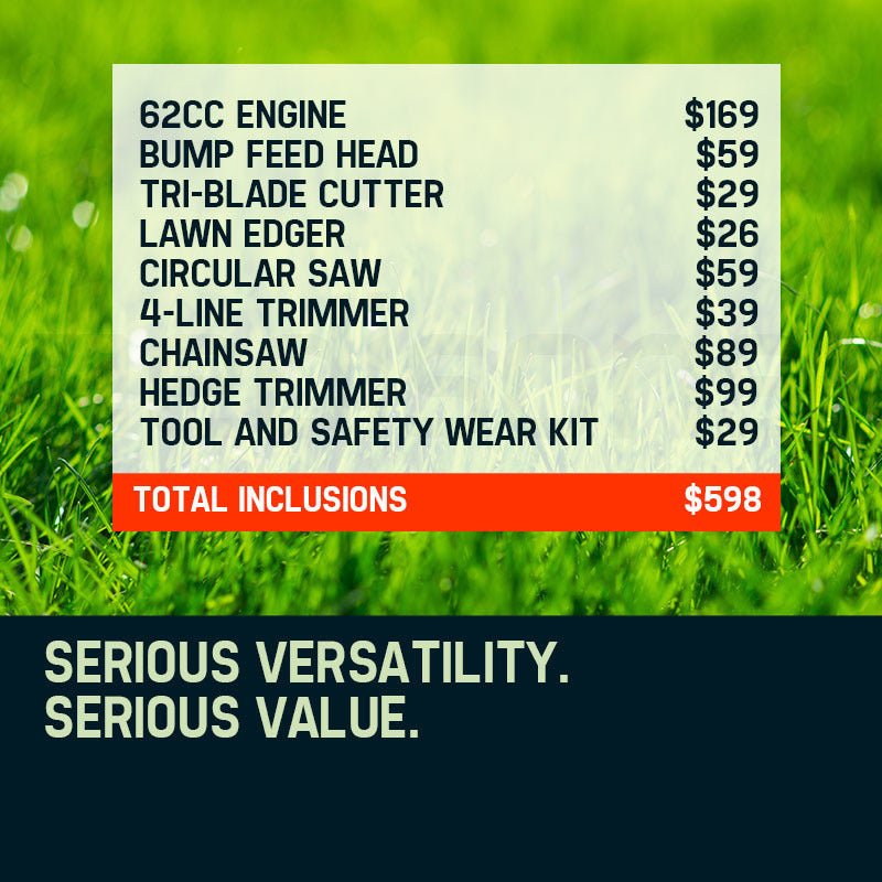 MTM Pole Chainsaw Brush Cutter Whipper Snipper Hedge Trimmer Saw Multi Tool 62CC