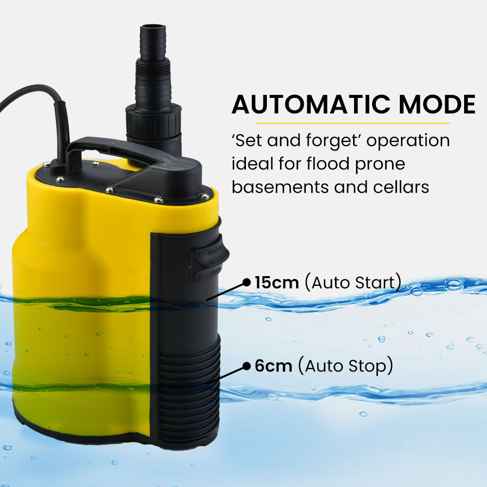 PROTEGE Tight Access Clean/Grey Water Submersible Sump Pump | Integrated Float Switch