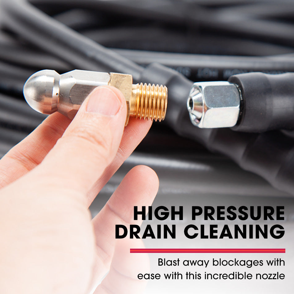 20M Pressure Washer Hose Extension with Drain Cleaner Nozzle Accessory Pack