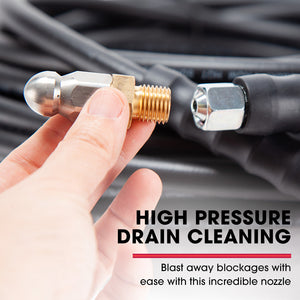 20M Pressure Washer Hose Extension with Drain Cleaner Nozzle Accessory Pack