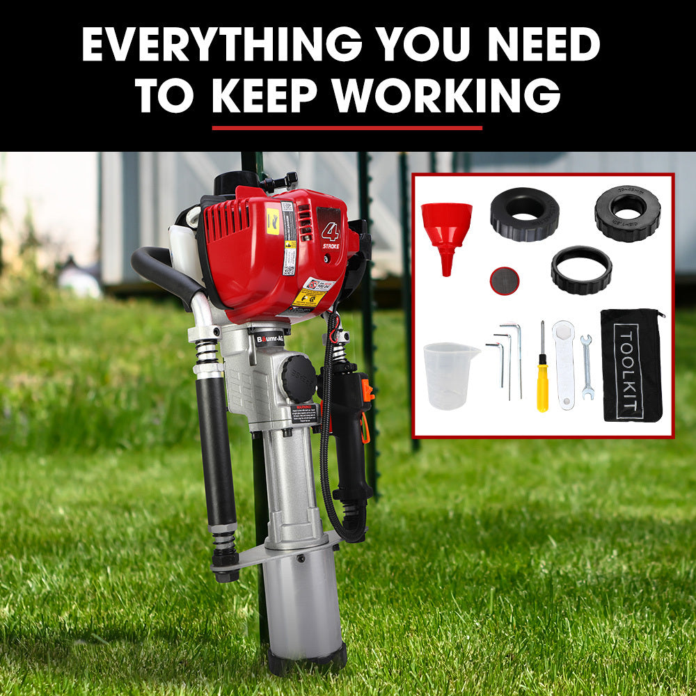 Baumr-AG 38cc 4-Stroke Petrol Post Driver | Carry Case & 3 Piling Sleeves Included