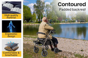 EQUIPMED Foldable Rollator Walking Frame | Outdoor Indoor Mobility Walker Aids