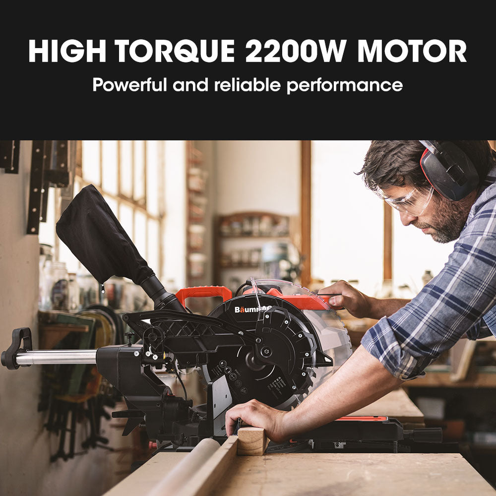Baumr-AG 305mm Compound Mitre Saw | Dual Bevel Sliding | 2200W