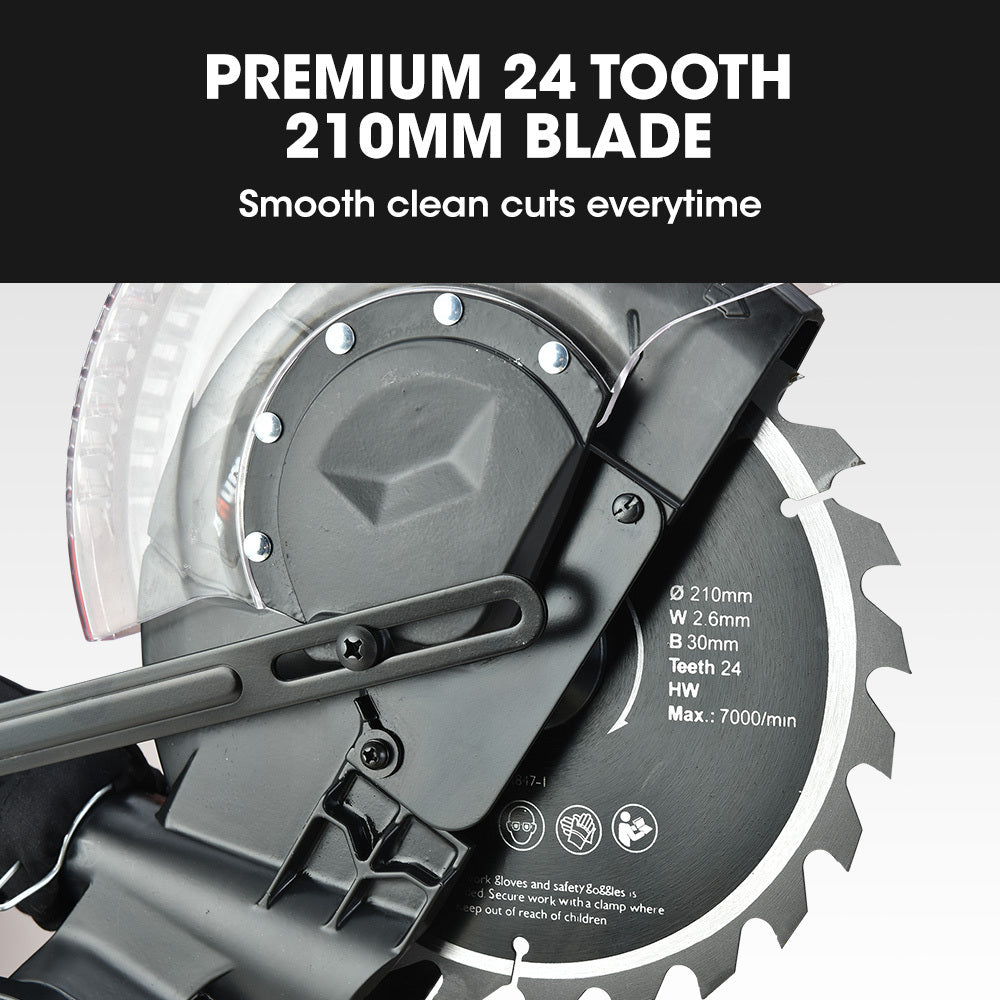 Baumr-AG 210mm Sliding Compound Mitre Drop Saw | Adjustable Stand Combo