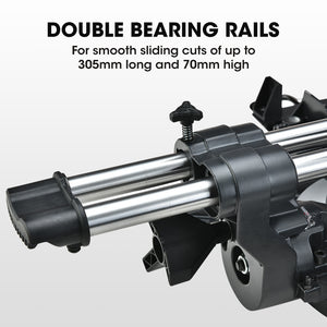 Baumr-AG 210mm Sliding Compound Mitre Drop Saw | Adjustable Stand Combo