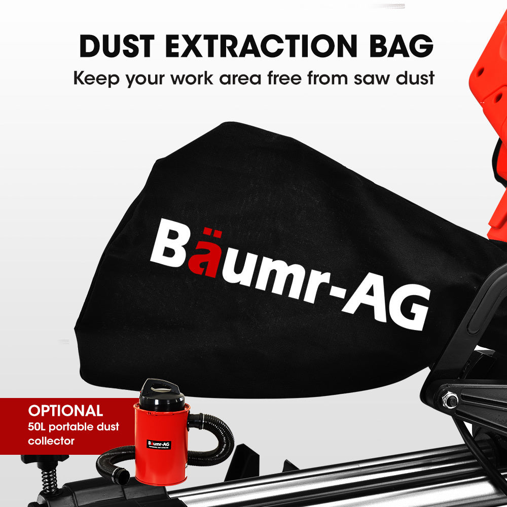 Baumr-AG 210mm Sliding Compound Mitre Drop Saw | Adjustable Stand Combo