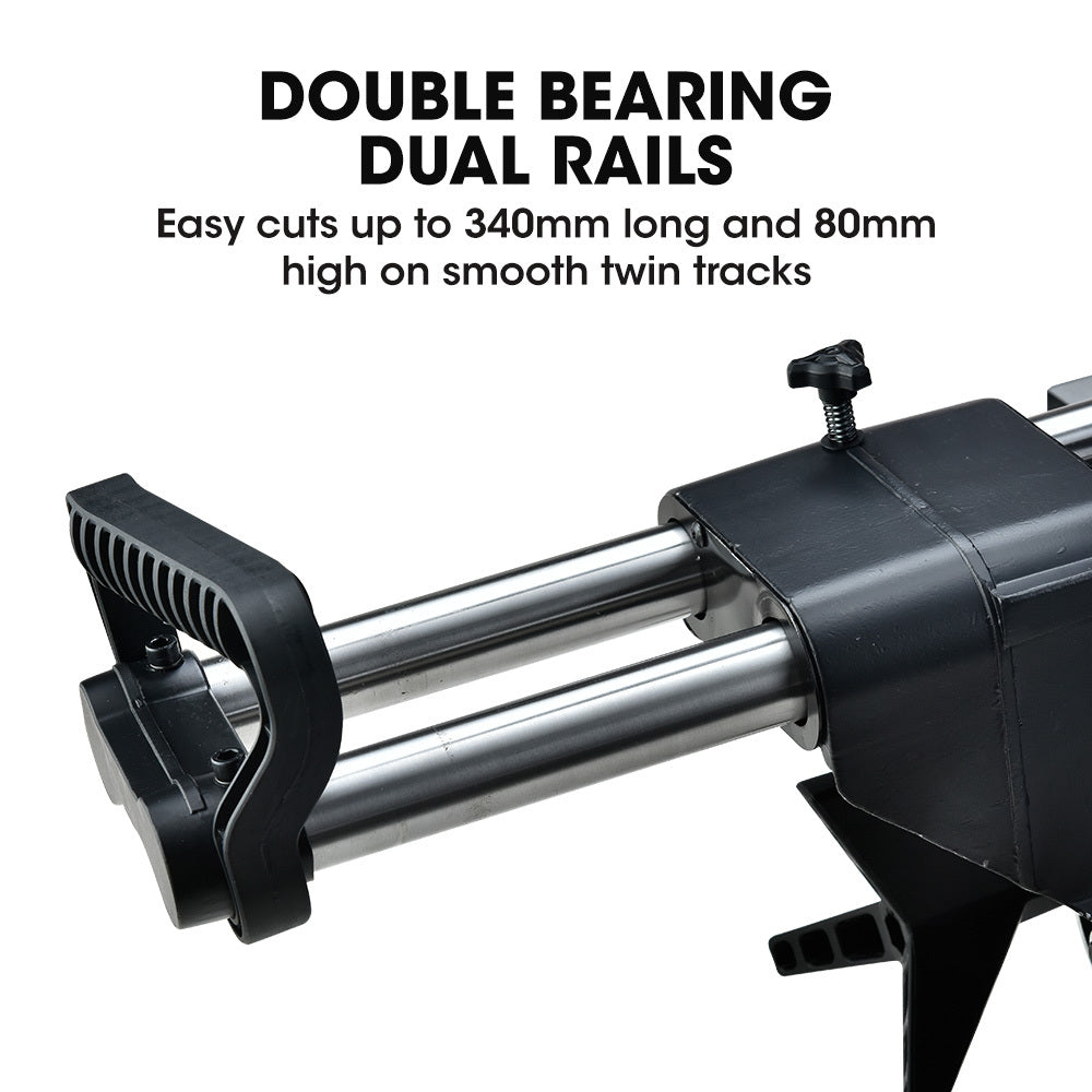 Baumr-AG 254mm Sliding Compound Dual Mitre Drop Saw | Adjustable Stand Combo