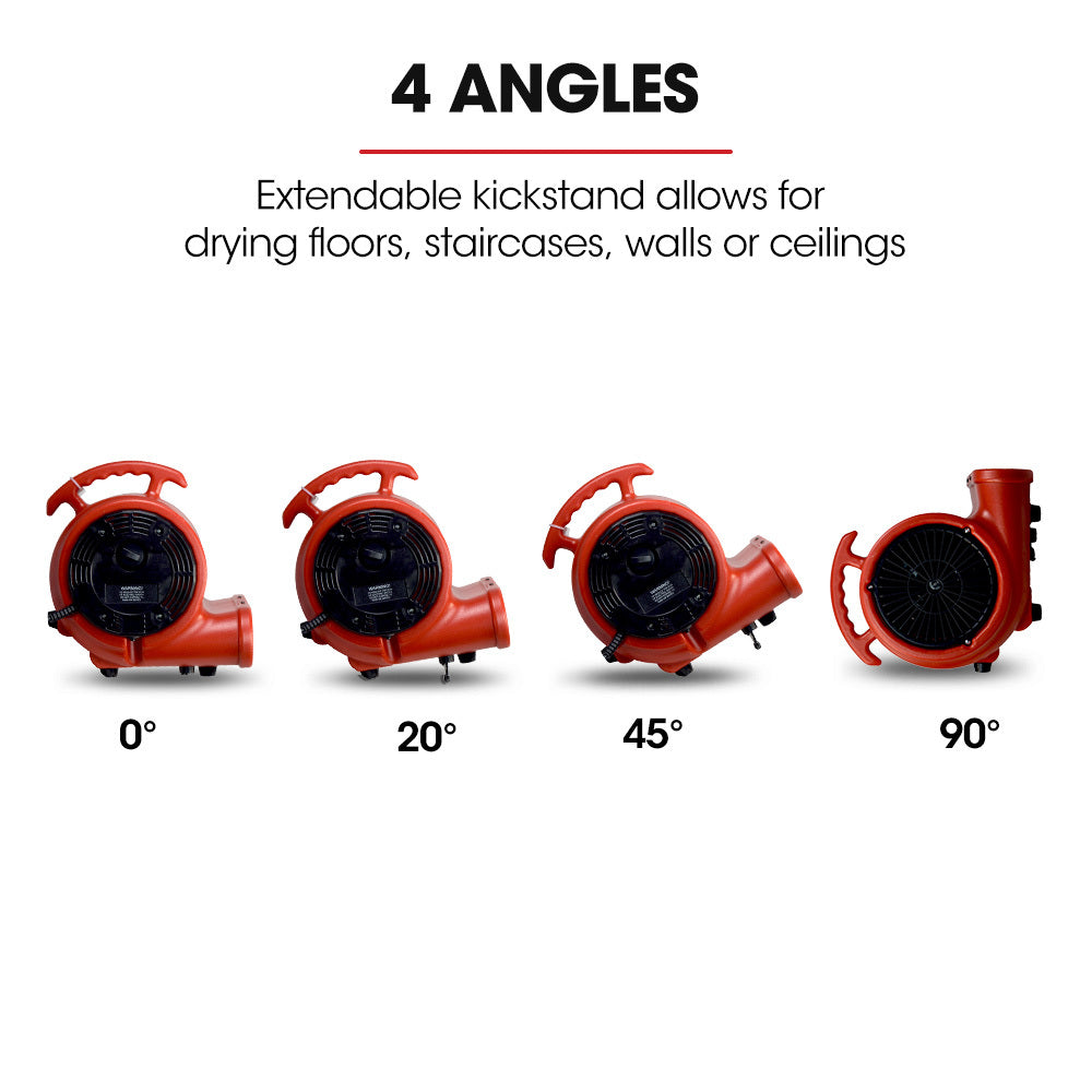 3-Speed Carpet Dryer Air Mover Blower Fan | 700CFM, Sealed Copper Motor, Poly Housing