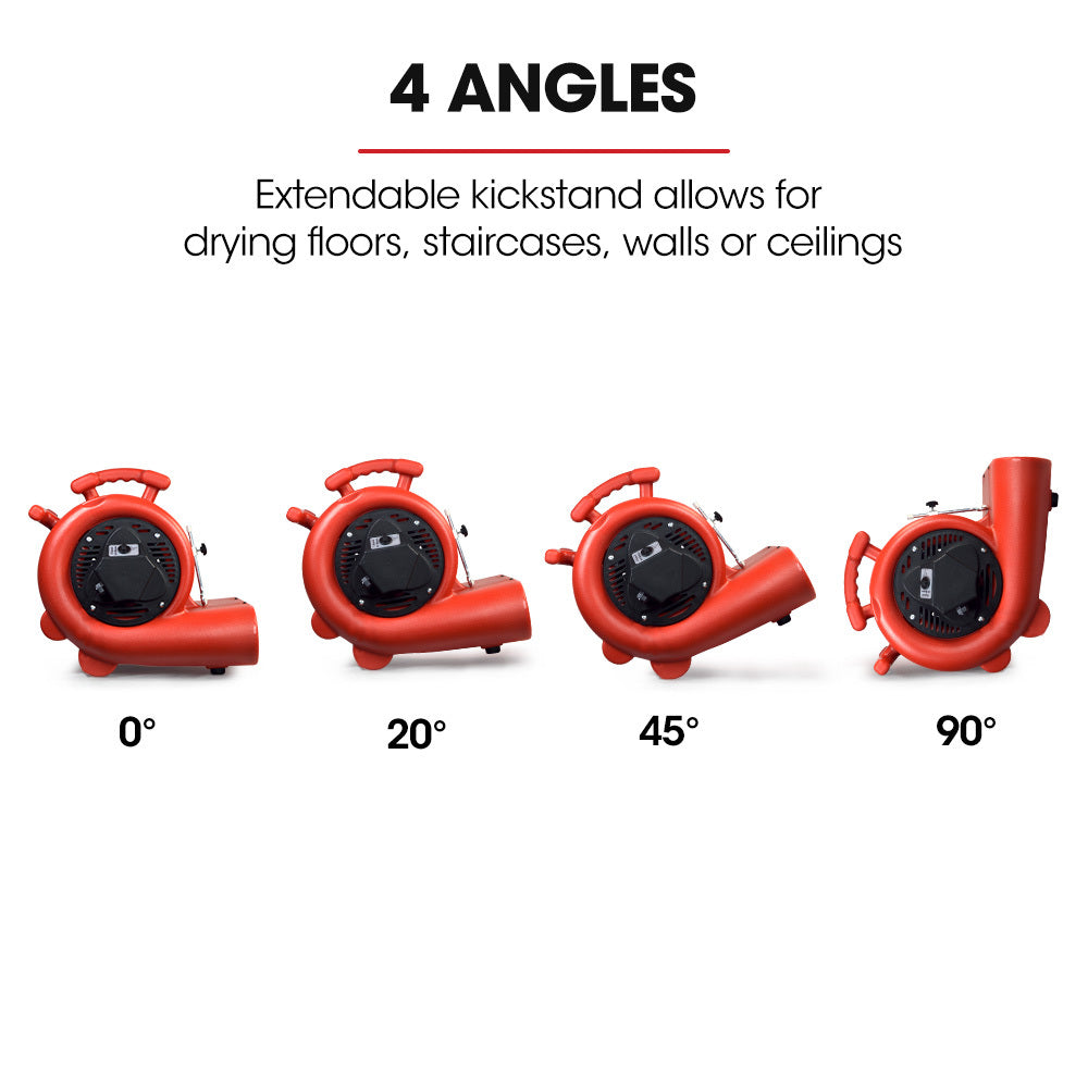 3-Speed Carpet Dryer Air Mover Blower Fan | 1300CFM, Sealed Copper Motor, Poly Housing