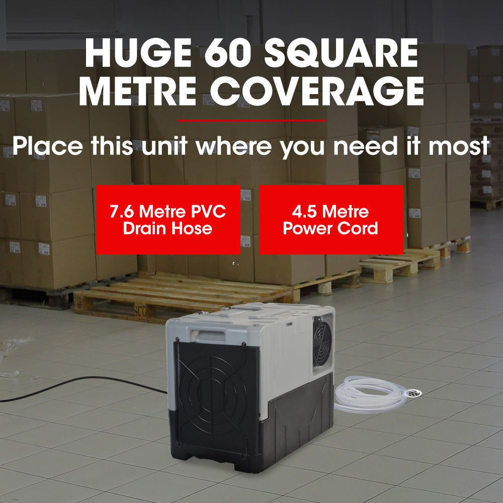 50L/day Commercial Air Dehumidifier for Mould | Portable, Stackable, LCD Display, Wheels