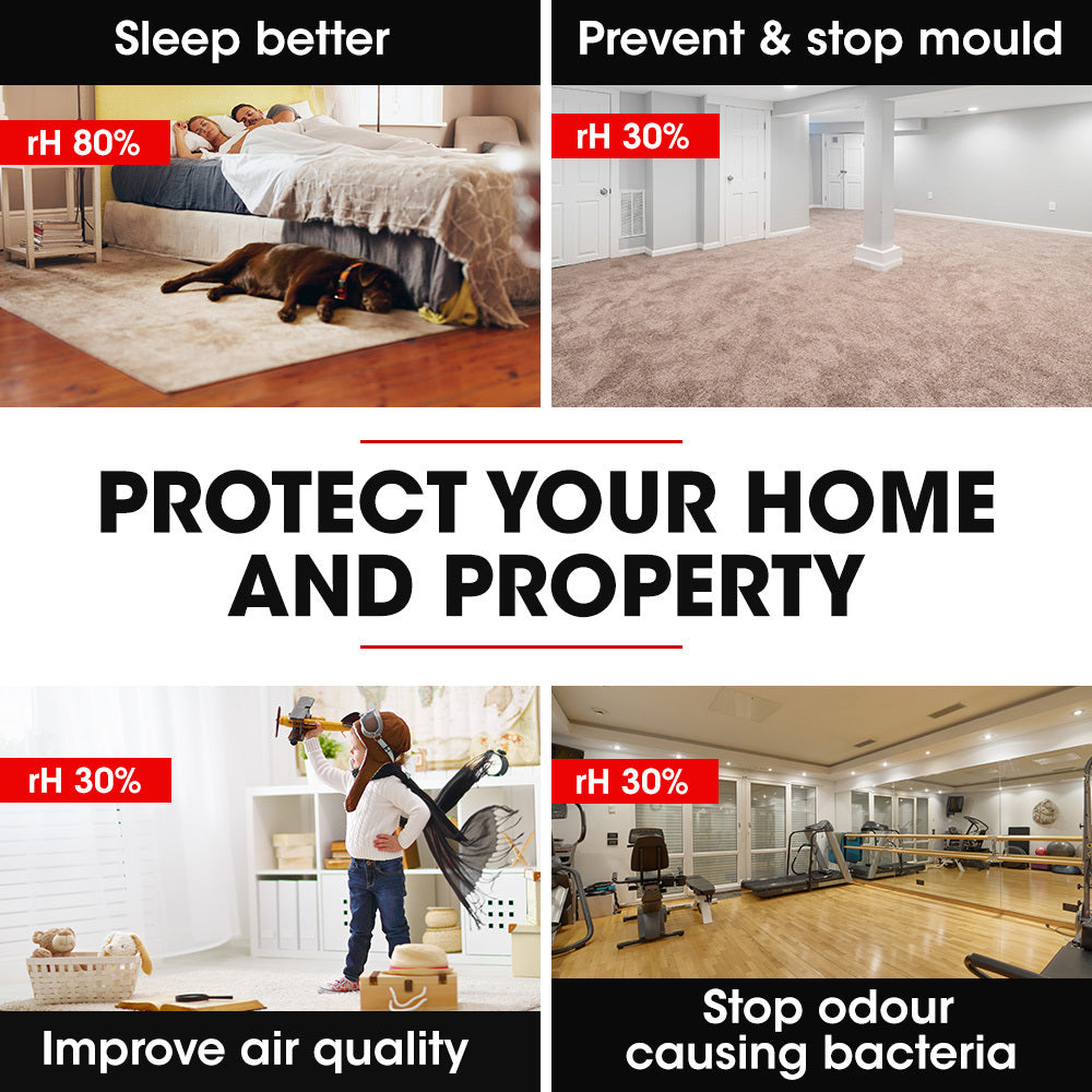 90L/day Commercial Air Dehumidifier for Mould | Portable, Stackable, LCD Display, Wheels