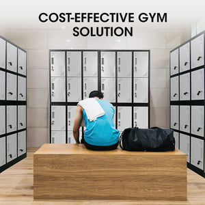 FORTIA 12-Door Metal Storage Locker Cabinet | Gym & Office Lockers, Black & Light Grey