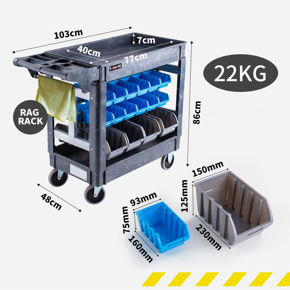 Parts Bin Trolley Service Utility Cart | Storage Mobile Tool Workshop | BAUMR-AG