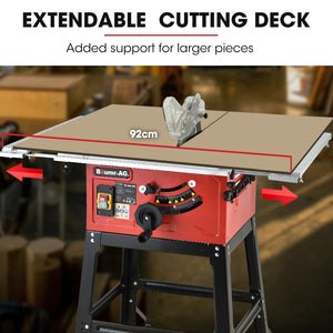 2000W 254mm Corded Table Saw with Stand | Extendable | Laser Guide