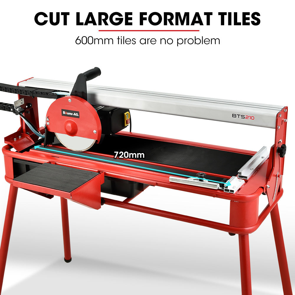 800W Electric Tile Saw Cutter with 200mm (8") Blade | 720mm Cutting Length | Side Extension Table