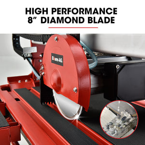 800W Electric Tile Saw Cutter with 200mm (8") Blade | 720mm Cutting Length | Side Extension Table