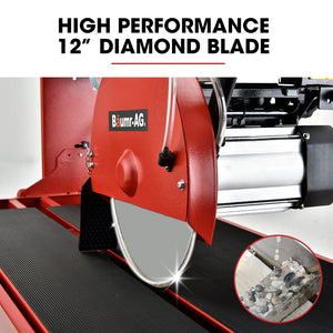 1500W Electric Tile Saw Cutter with 300mm (12") Blade | 920mm Cutting Length | Side Extension Table