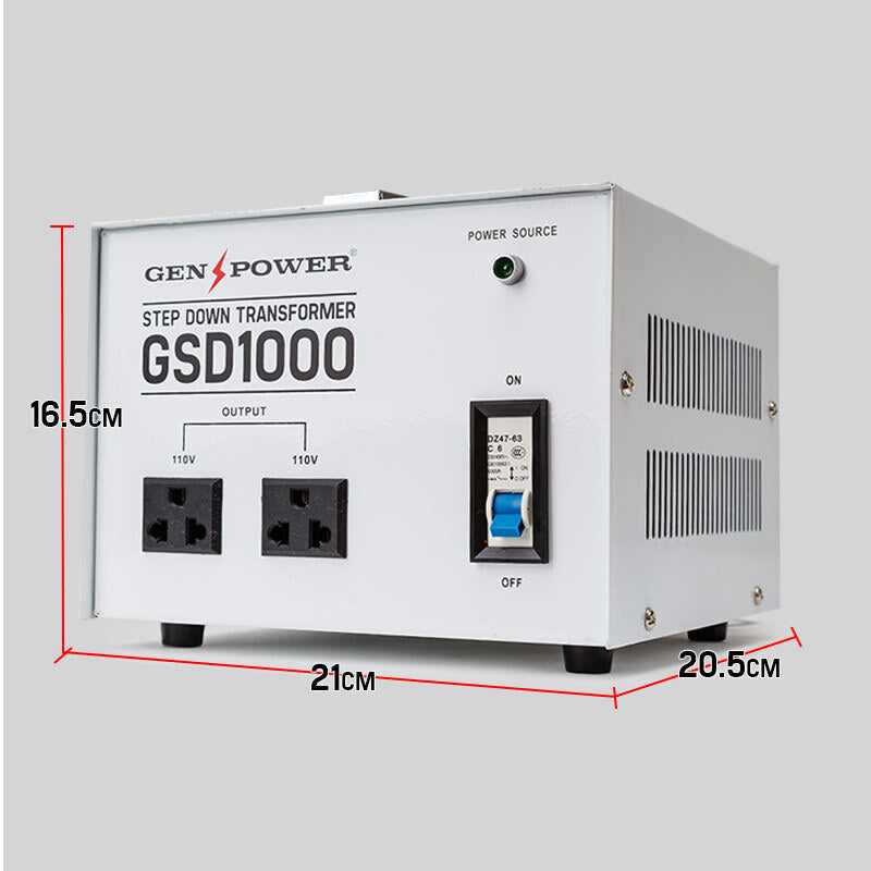 Step Down Transformer - 1000W | 240v-110v Stepdown Voltage Converter AU-US | GENPOWER