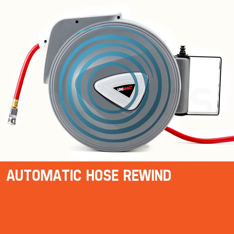 UNIMAC 20m Retractable Air Hose Reel Compressor Wall Mounted Auto Rewi -  The Hippie House