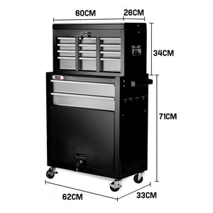 8 Drawer Tool Box Cabinet Chest | Storage Toolbox Garage Organiser Set | BULLET