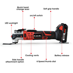 Baumr-AG 20V Cordless Oscillating Multi-Tool | Cutting Saw Battery Sander Kit | Lithium Battery