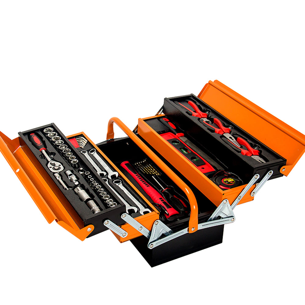 118pc Tool Kit Box Set | Metal Spanner Organizer Toolbox | Household Socket | BULLET