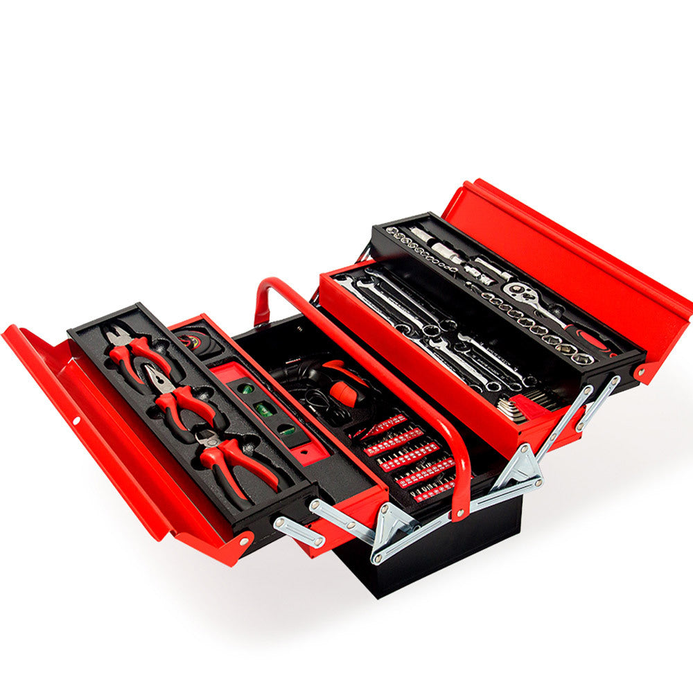118pc Tool Kit Box Set | Metal Spanner Household Organizer Toolbox Socket