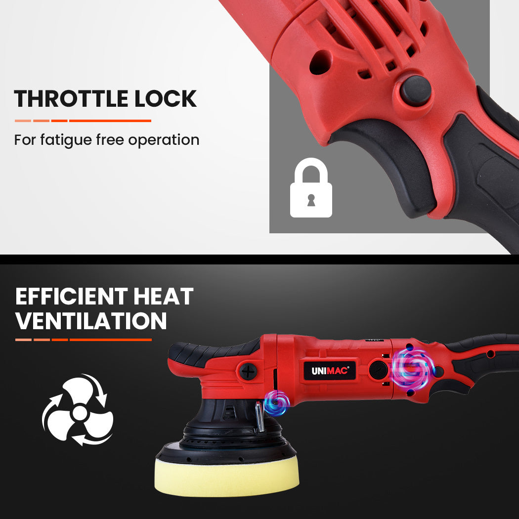 Electric Car Polisher Buffer | Dual Action Orbital Polishing Sanding Waxer Sander Machine | 720W Power | UNIMAC Brand