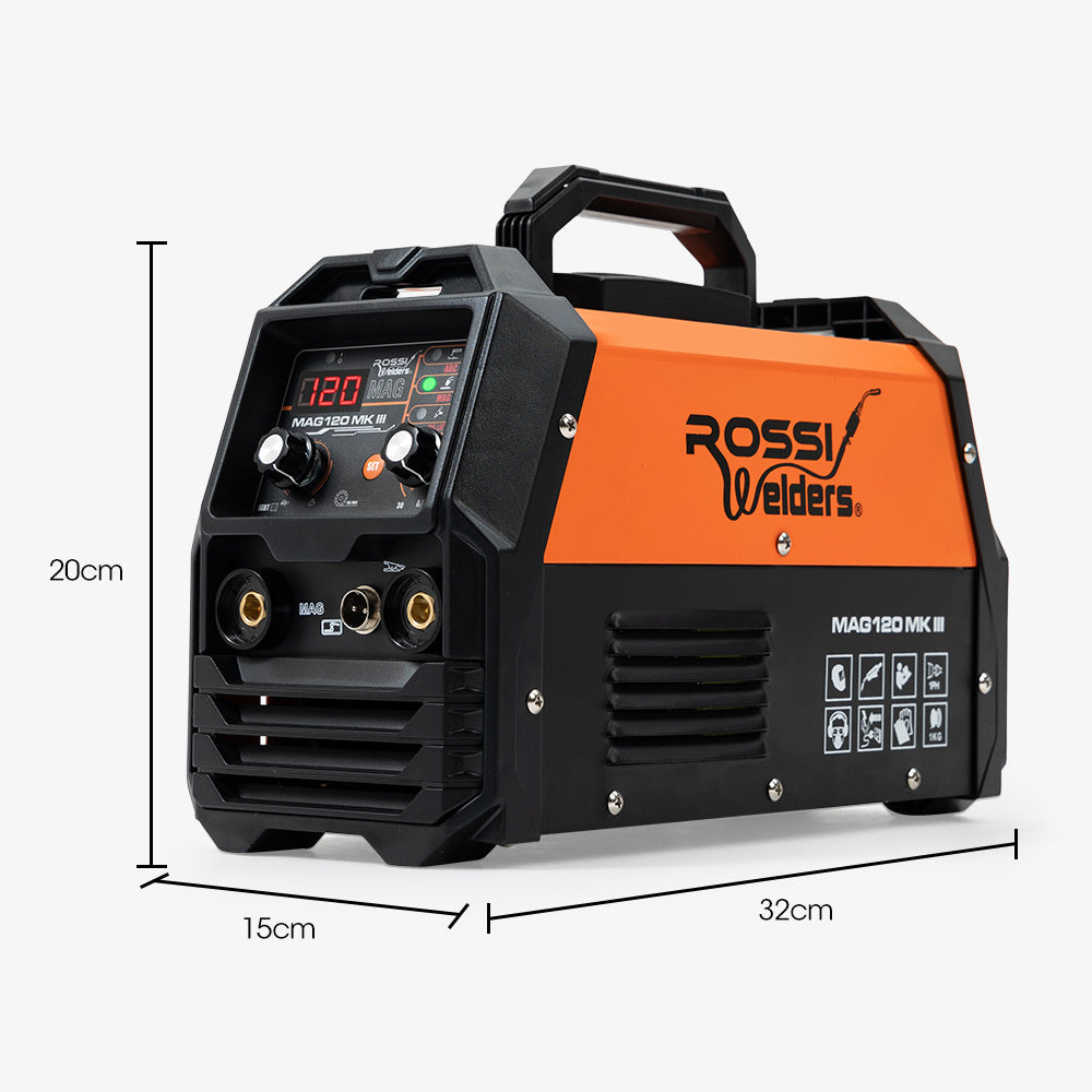 Portable Inverter MMA MAG Gasless Lift-Arc Welder | Power: 120 Amp | Brand: ROSSI